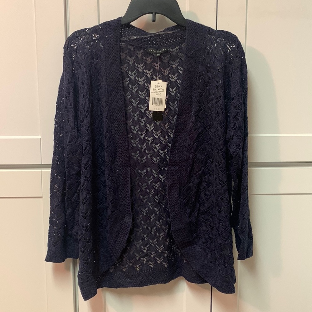 NWT Napa Valley lightweight cardigan. Navy blue. Sz XL